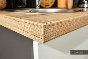 Pino Küche Küchenzeile weiß 180cm Detail Arbeitsplatte Evoke Eiche - top-shelf.de-