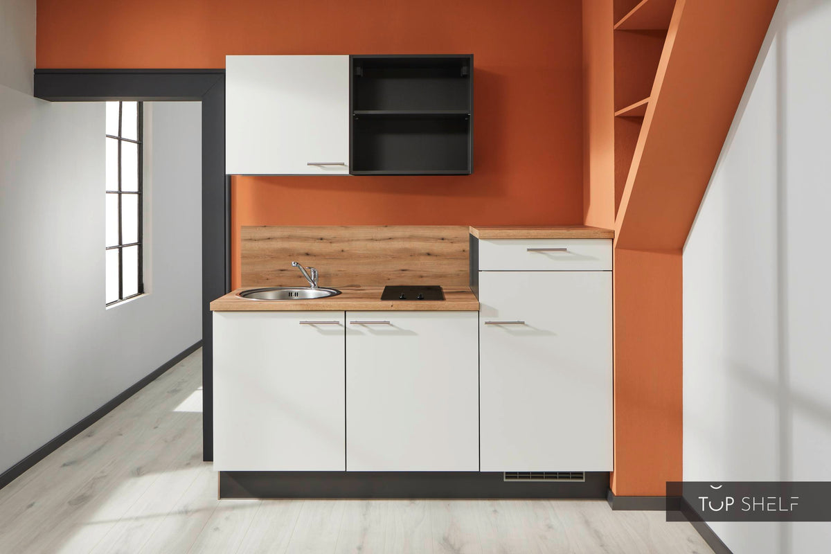 Pino Küche Küchenzeile weiß 180cm Schränke ohne Deko konfigurierbar-top-shelf.de-