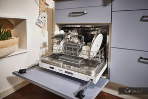 Pino Küche Pastellblau Honig Eiche 180cm Detail Geschirrspüler top-shelf.de-