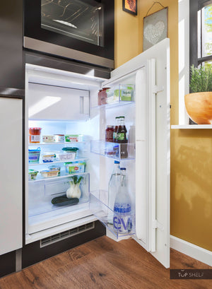 Pino Küche Steingrau Hochglanz 260 cm Detail Kühlschrank top-shelf.de-