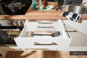 Pino Küche Weiß 220cm Detail Schubkasten Soft Close top-shelf.de-