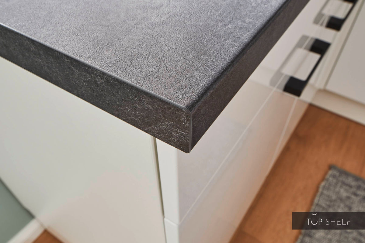 Pino Küche Weiß Hochglanz 285 x 165 cm konfigurierbar Arbeitsplatte top-shelf.de-