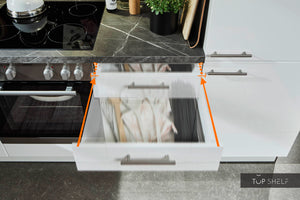 Pino Küche Weiß Hochglanz 285 x 165 cm konfigurierbar Schubkasten top-shelf.de-