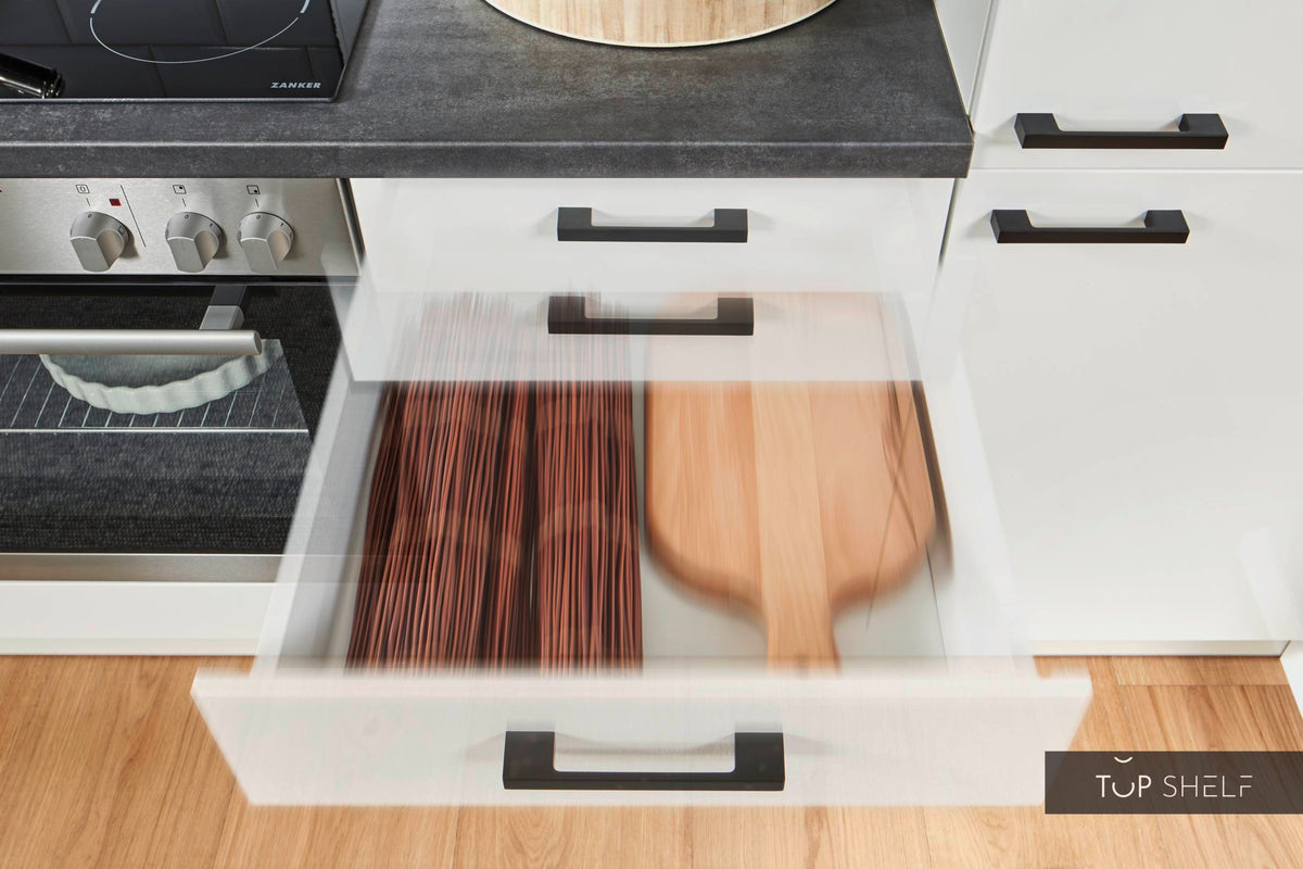 Pino Küche Weiß Hochglanz 285 x 165 cm konfigurierbar Soft Close top-shelf.de-