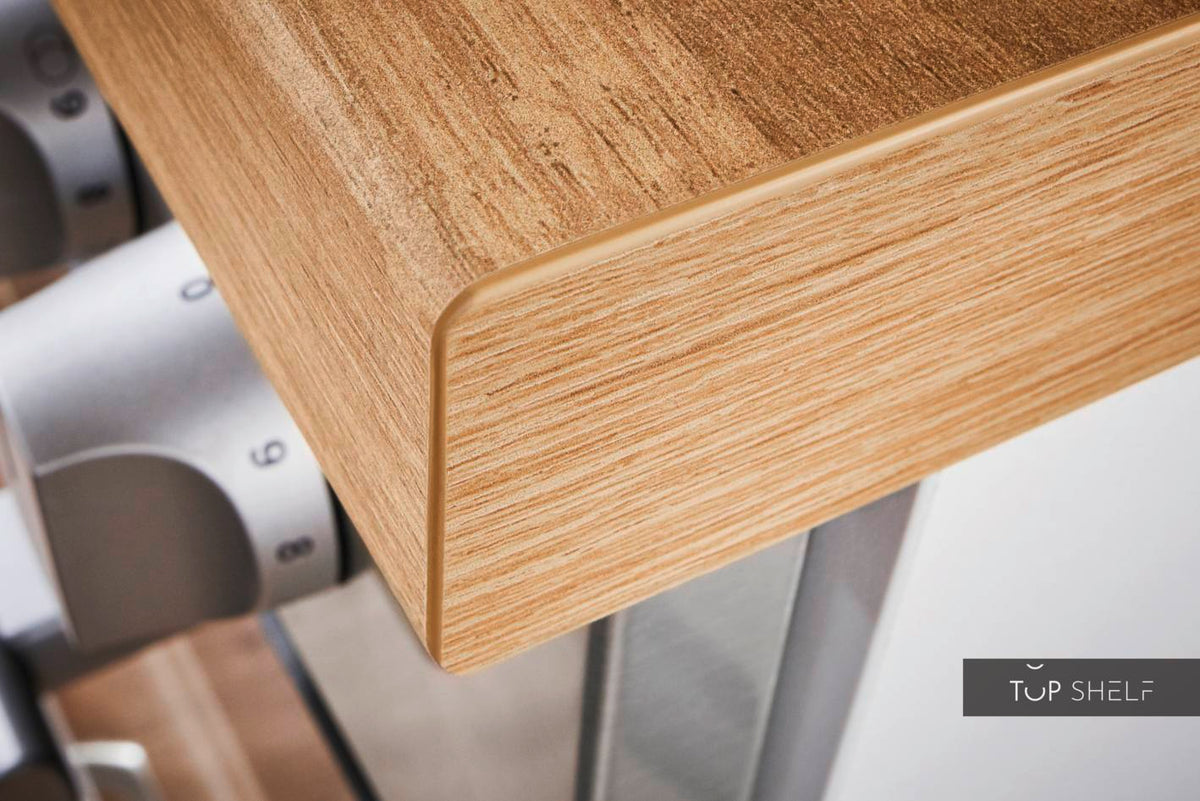 Pino Küche Weiß in Rahmenoptik 160 cm Detail Arbeitsplatte Kante top-shelf.de-