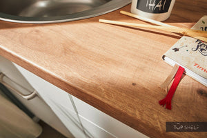 Pino Küche Weiß matt 160 cm konfigurierbar Detail Arbeitsplatte top-shelf.de-