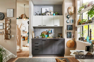 Pino Küche Weiß & Grafit 160 cm konfigurierbar E-Geräten top-shelf-