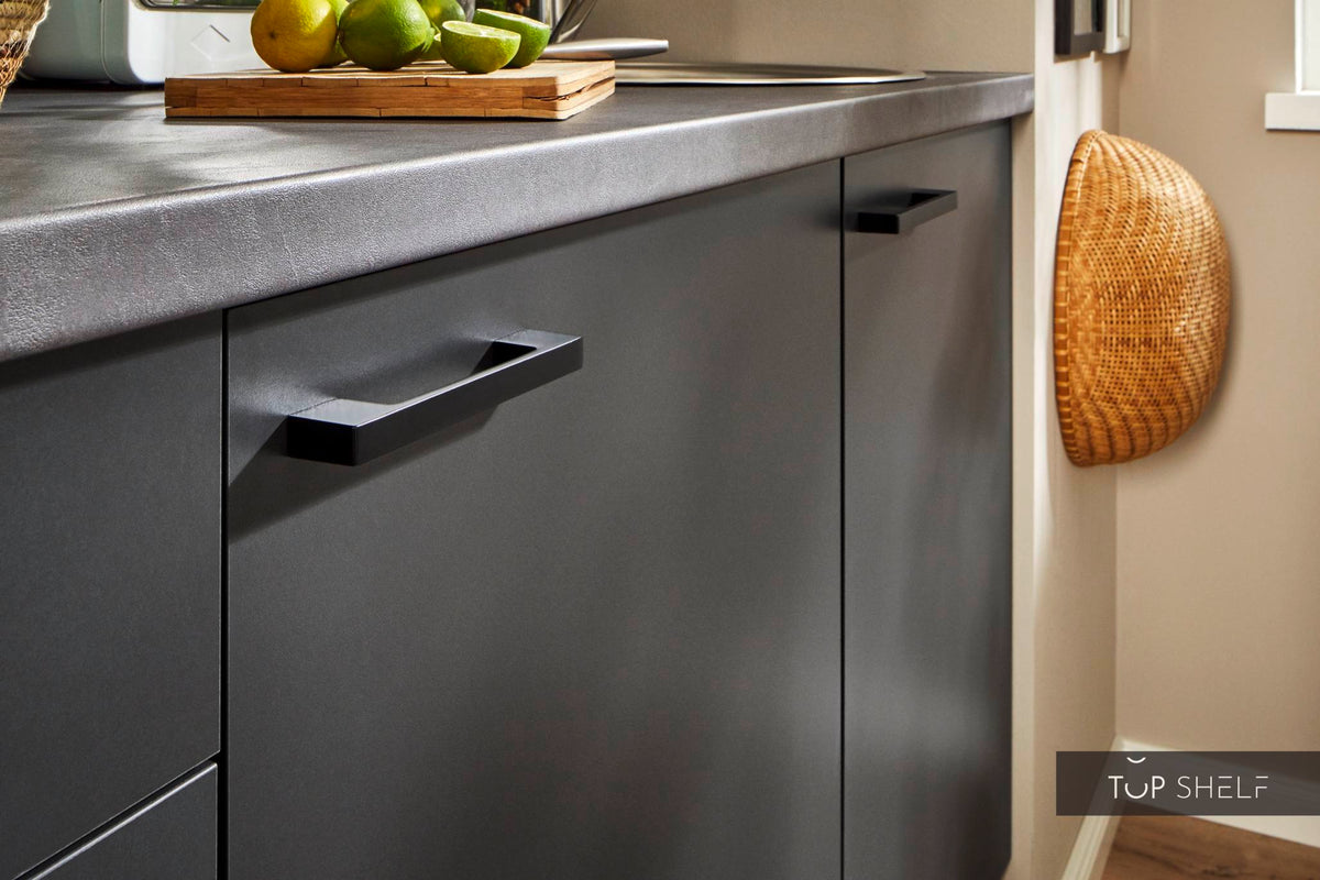 Pino Küche Weiß &amp; Grafit 160cm konfigurierbar Front &amp; Griff top-shelf.de-