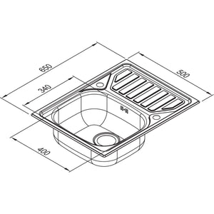 RODI- Einbauspuele Okio Line 65- Excenterausstattung- Edelstahl 87172 87172