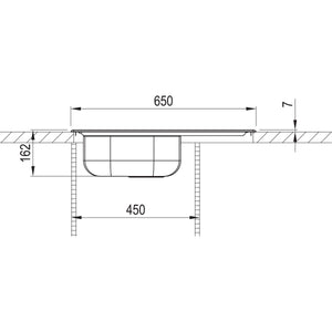 RODI- Einbauspuele Okio Line 65- Excenterausstattung- Edelstahl 87172 87172