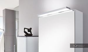 Spiegelschrank, 1 Tür mit LED Aufsatzleuchte Spiegelleuchte in 50cm oder 70cm