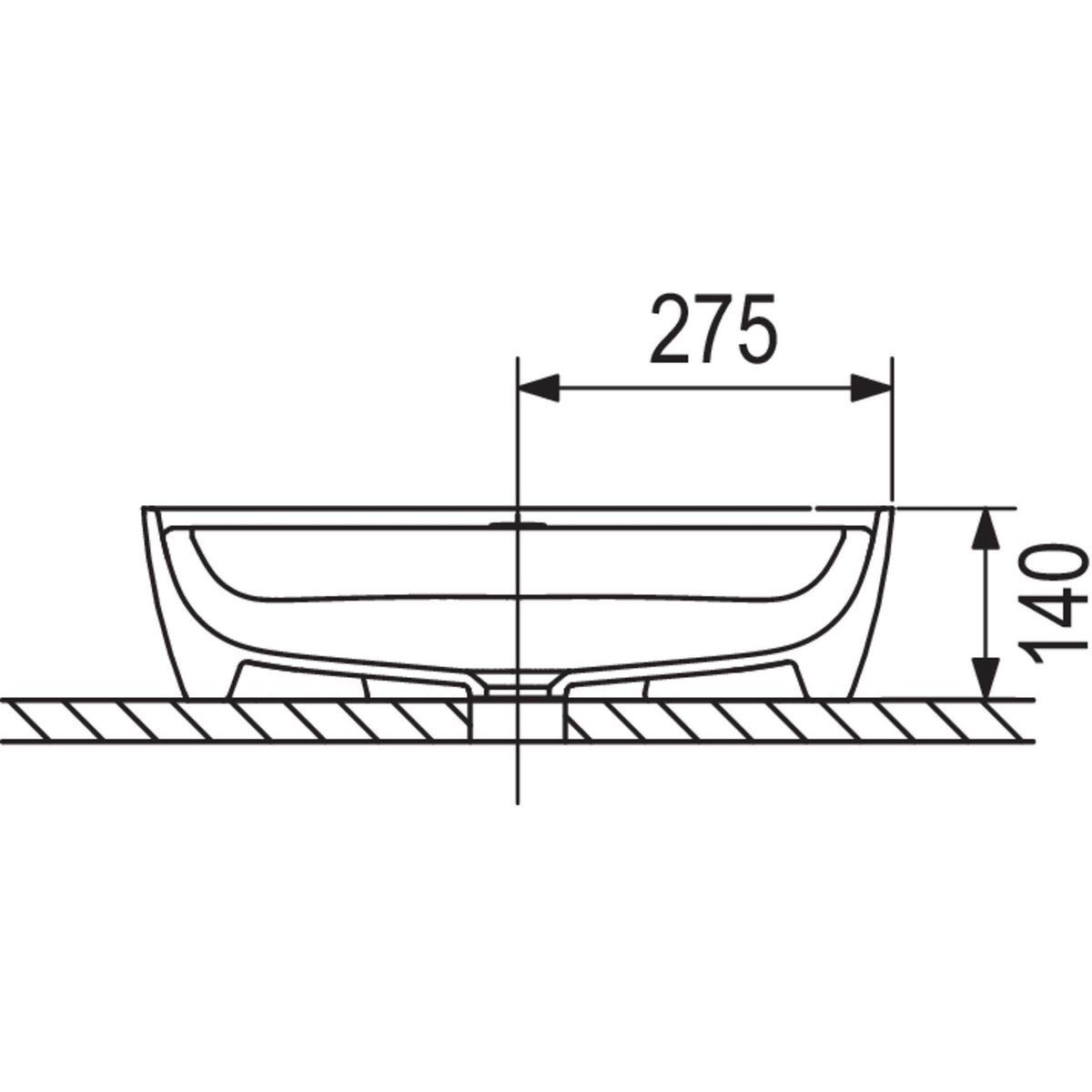 TURKUAZ- Aufbauwaschtisch ONE- Keramik- ohne Ueberlauf Weiss Hochglanz 87733 87733