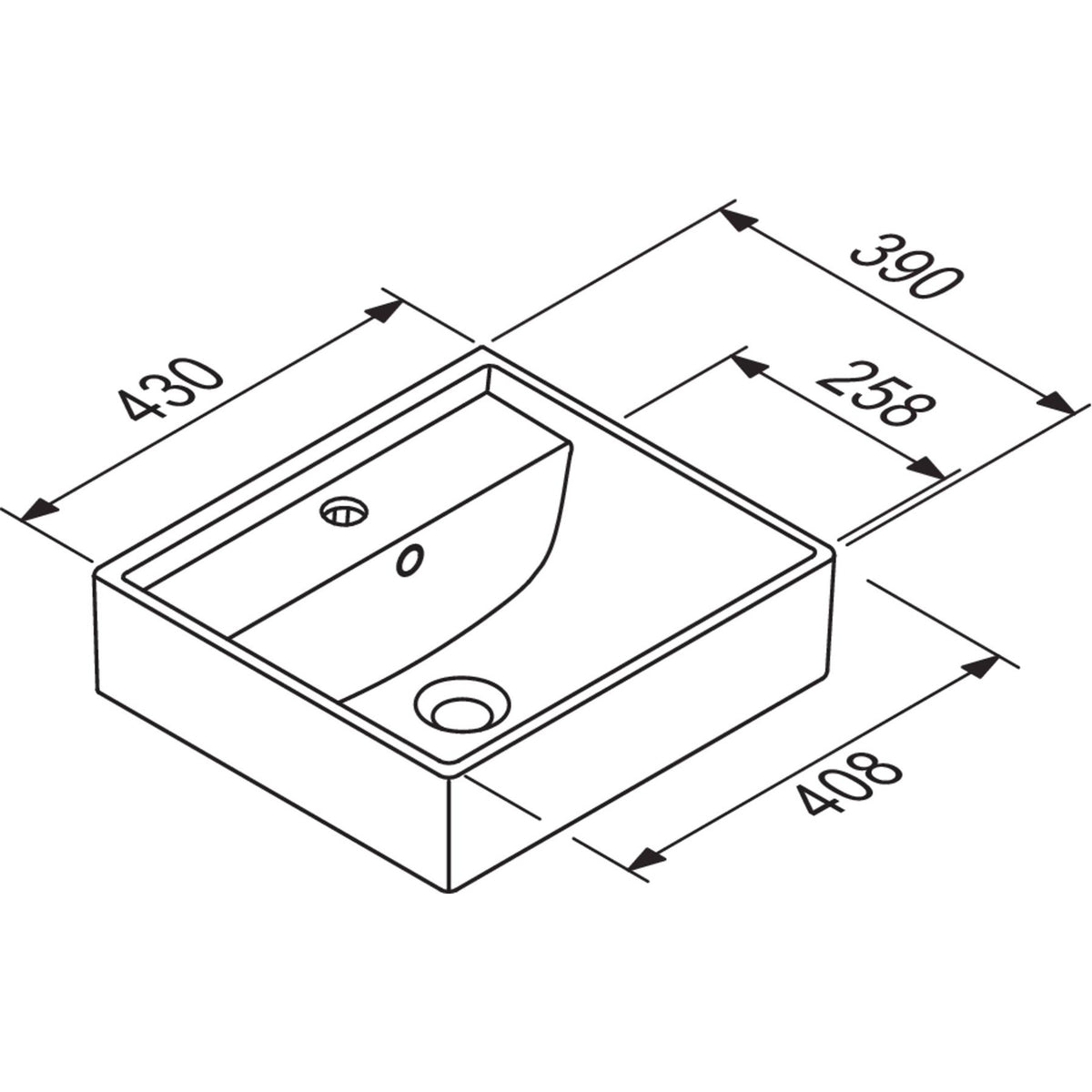 TURKUAZ- Moebelwaschtisch CUBO 43- Keramik Weiss Hochglanz 87730 87730