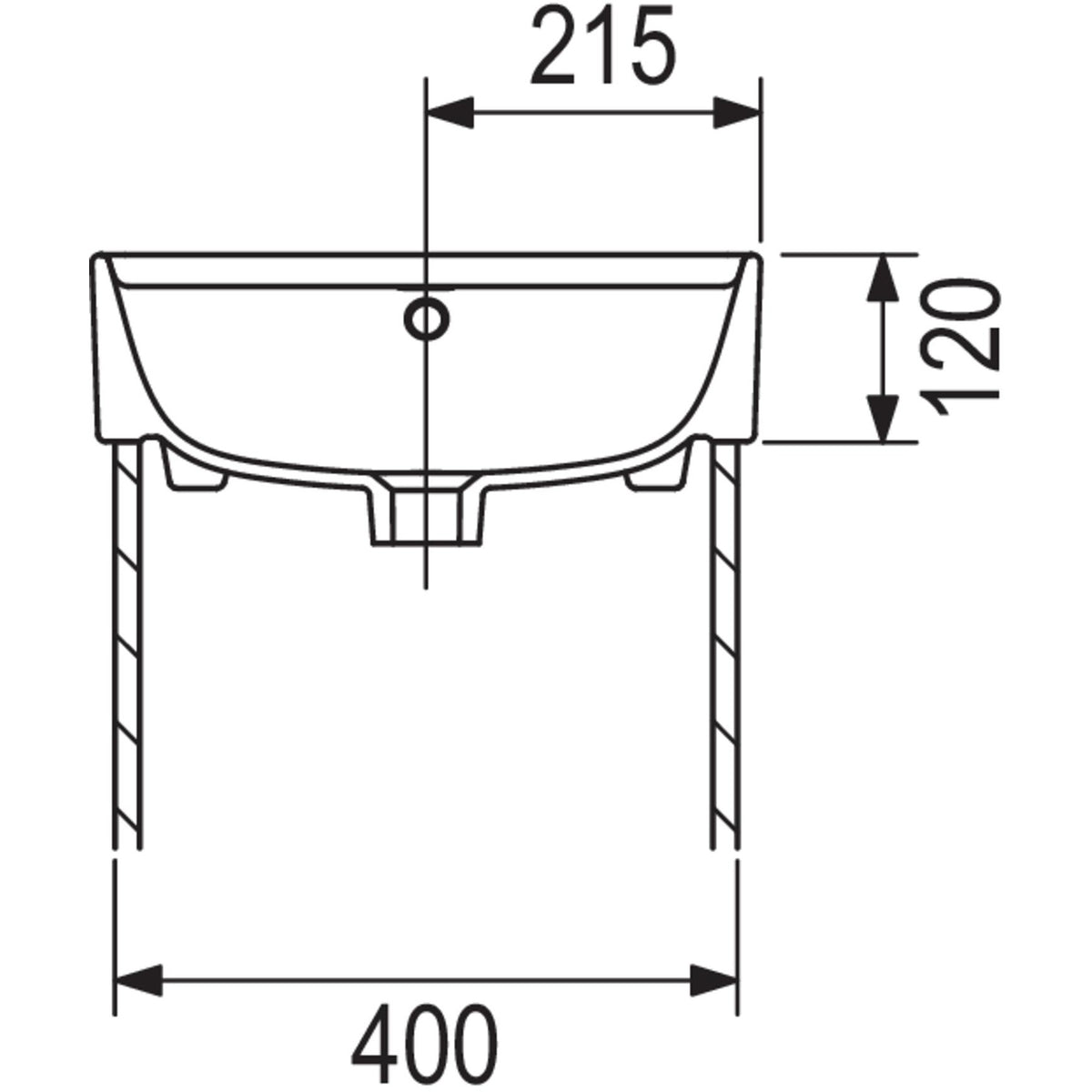 TURKUAZ- Moebelwaschtisch CUBO 43- Keramik Weiss Hochglanz 87730 87730