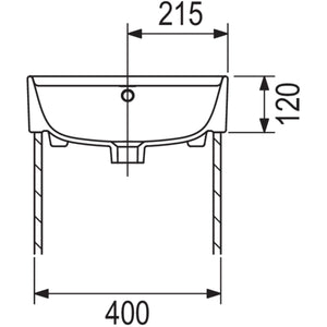TURKUAZ- Moebelwaschtisch CUBO 43- Keramik Weiss Hochglanz 87730 87730