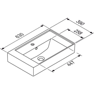 TURKUAZ- Moebelwaschtisch CUBO 63- Keramik Weiss Hochglanz 87731 87731