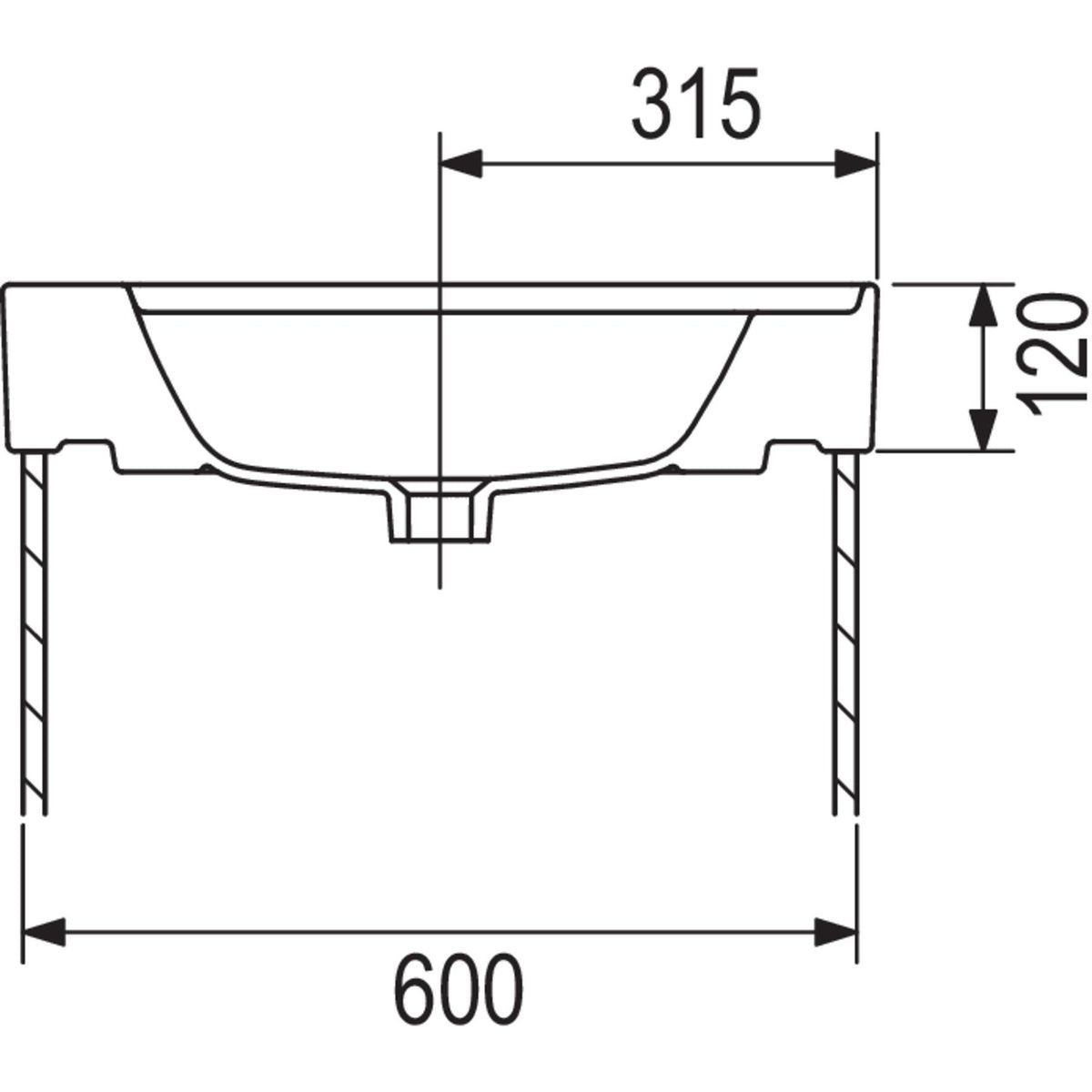TURKUAZ- Moebelwaschtisch CUBO 63- Keramik Weiss Hochglanz 87731 87731