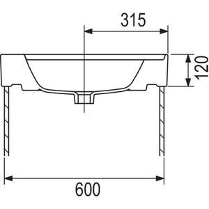 TURKUAZ- Moebelwaschtisch CUBO 63- Keramik Weiss Hochglanz 87731 87731