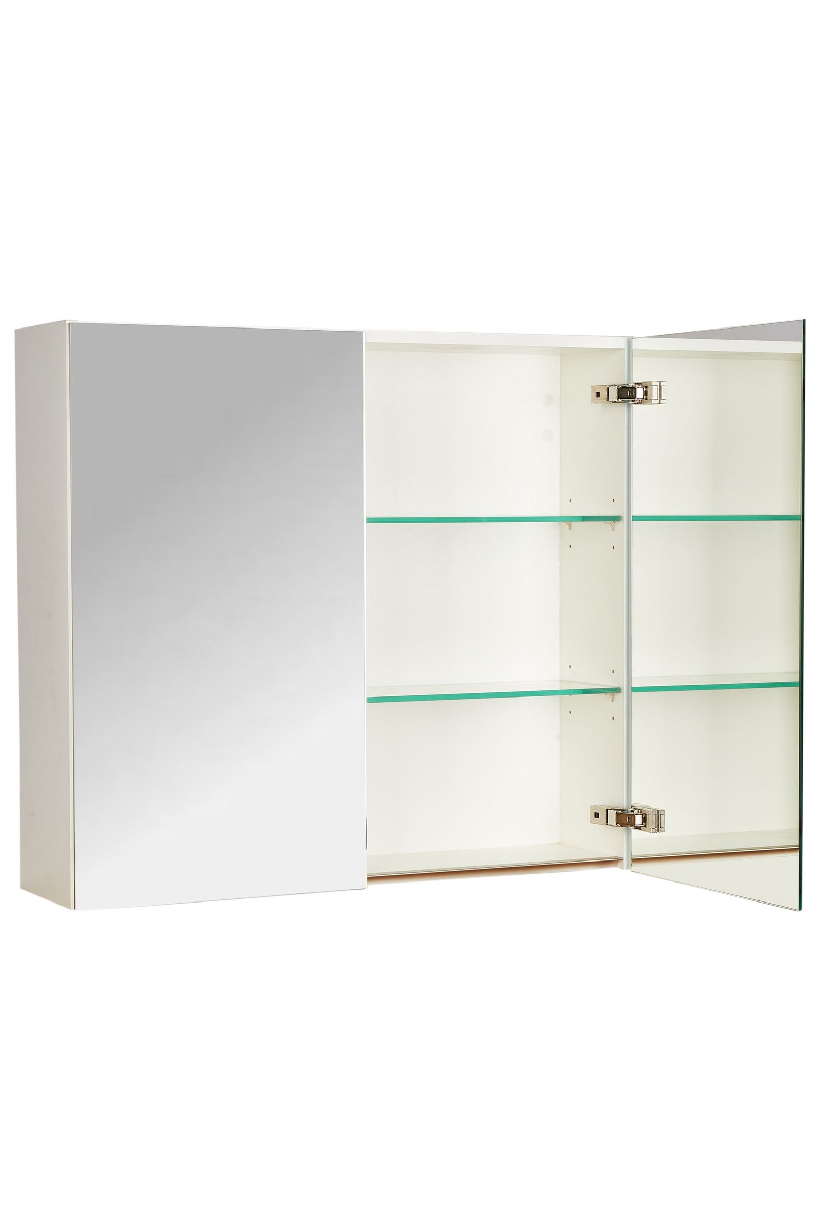 nobilia bathroom mirror cabinet 2 mirror doors, 2 glass shelves 80 cm x 72 cm