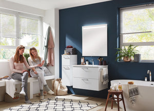 nobilia Waschtischunterschrank Set mit einem Sideboard Spiegel und Waschtisch in Alpinweiß