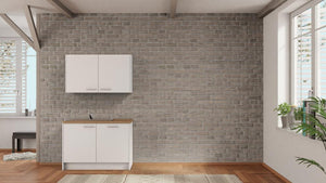 nobilia Büroküche Herrenberg 120 cm Alpinweiß matt Eiche Provence mit Geschirspüler