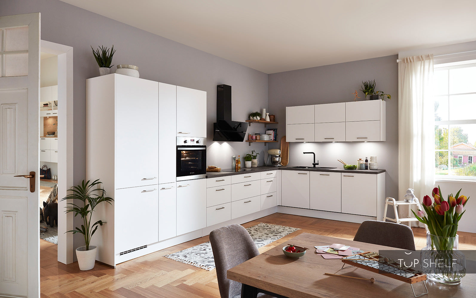 nobilia Inbouwkeuken L-keuken Berlijn 540 cm in wit volledig configureerbaar - online kopen