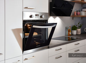 nobilia Einbau- L-Küche Berlin mit Multifunktionsofen in schwarz und 7 Beheizungsarten und Glaskeramik-Induktionskochfeld