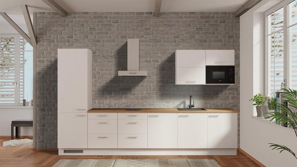 nobilia Cocina empotrada 360 cm blanco alpino mate planificador de cocinas - línea de cocina