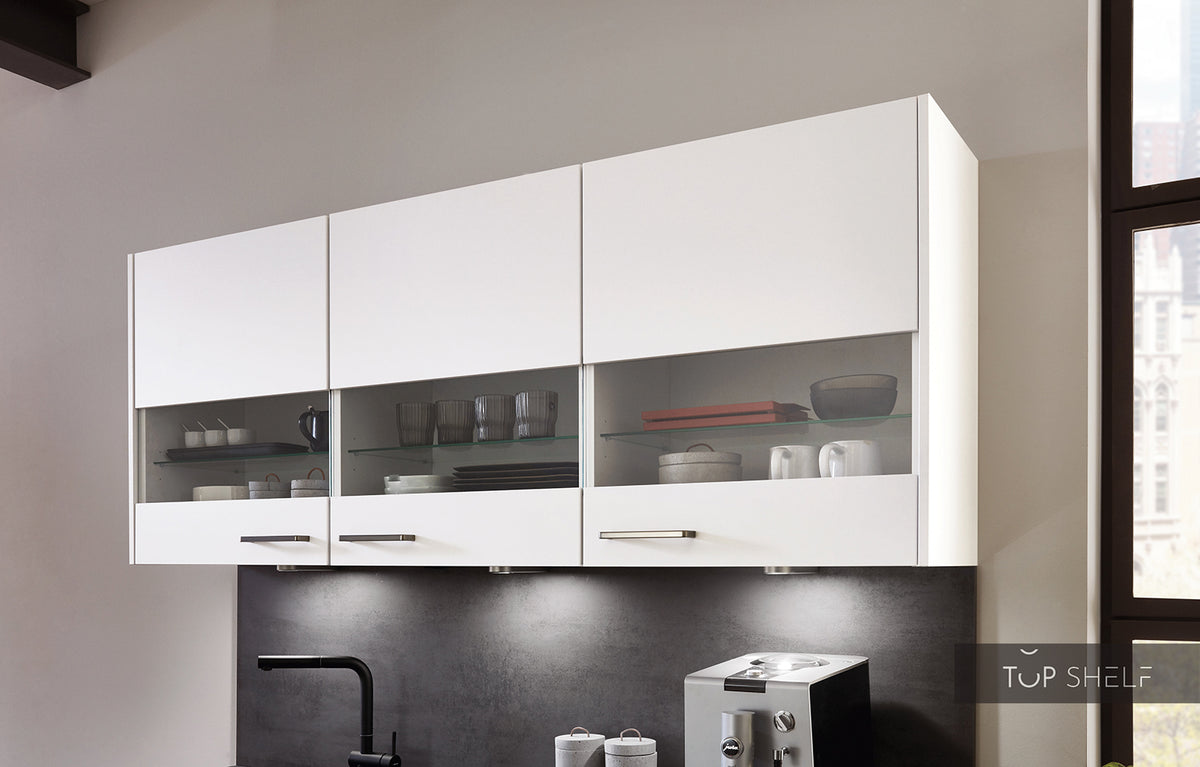 nobilia Einbauküche Hamburg mit Wand- oder Hängeschränken als Segmentglastür mit Böden aus Klarglas