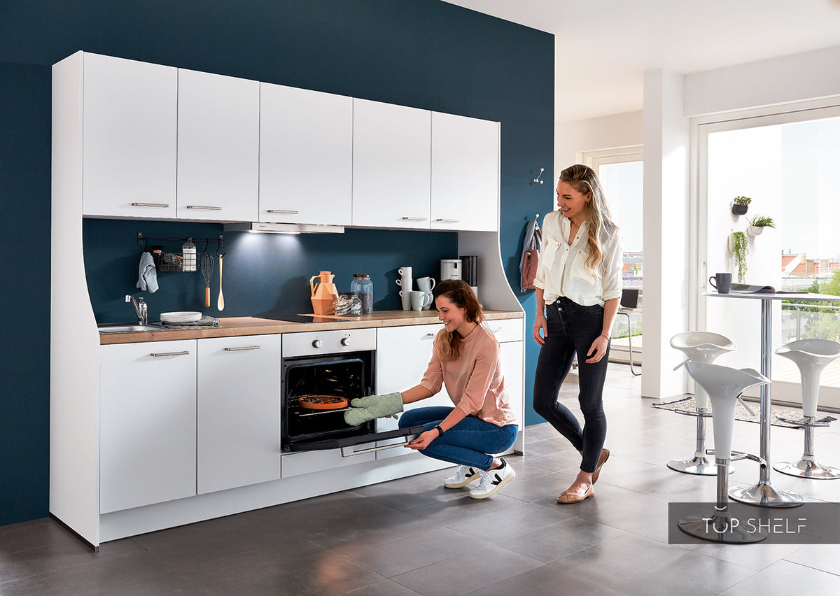 nobilia Einbauküche Köln 270 cm mit autarkem Einbaubackofen und Domino-Glaskeramik-Kochfeld, Solo