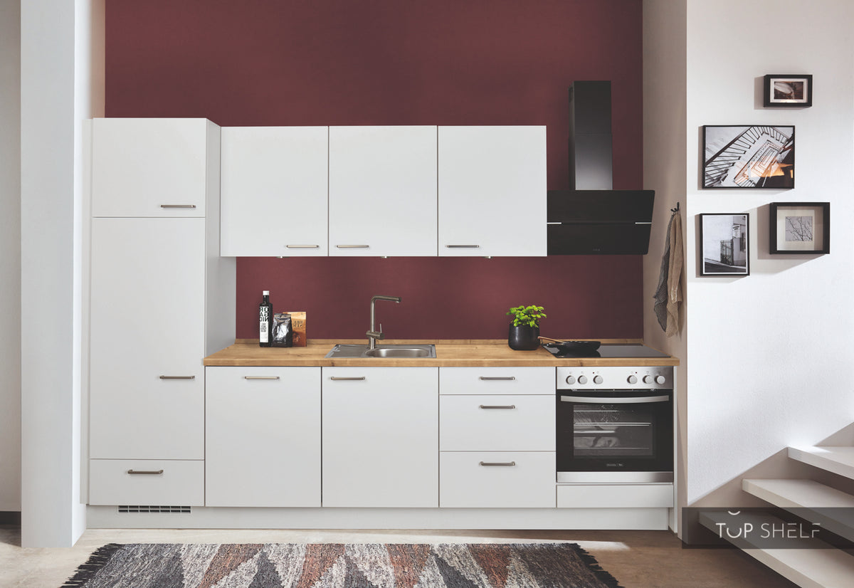 nobilia Einbauküche Nürnberg  mit Arbeitsplatte im Dekor 354 Eiche Provence