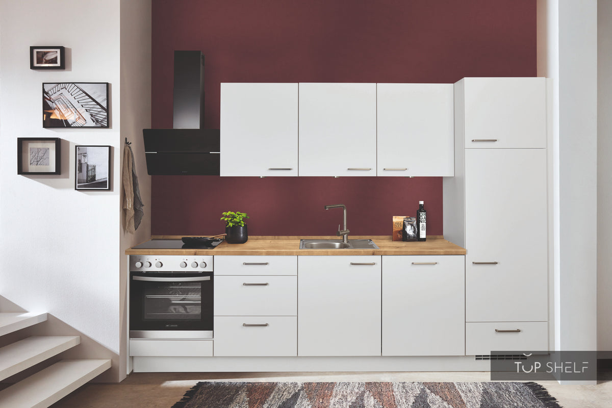 nobilia Einbauküche Nürnberg  mit Arbeitsplatte im Dekor 354 Eiche Provence