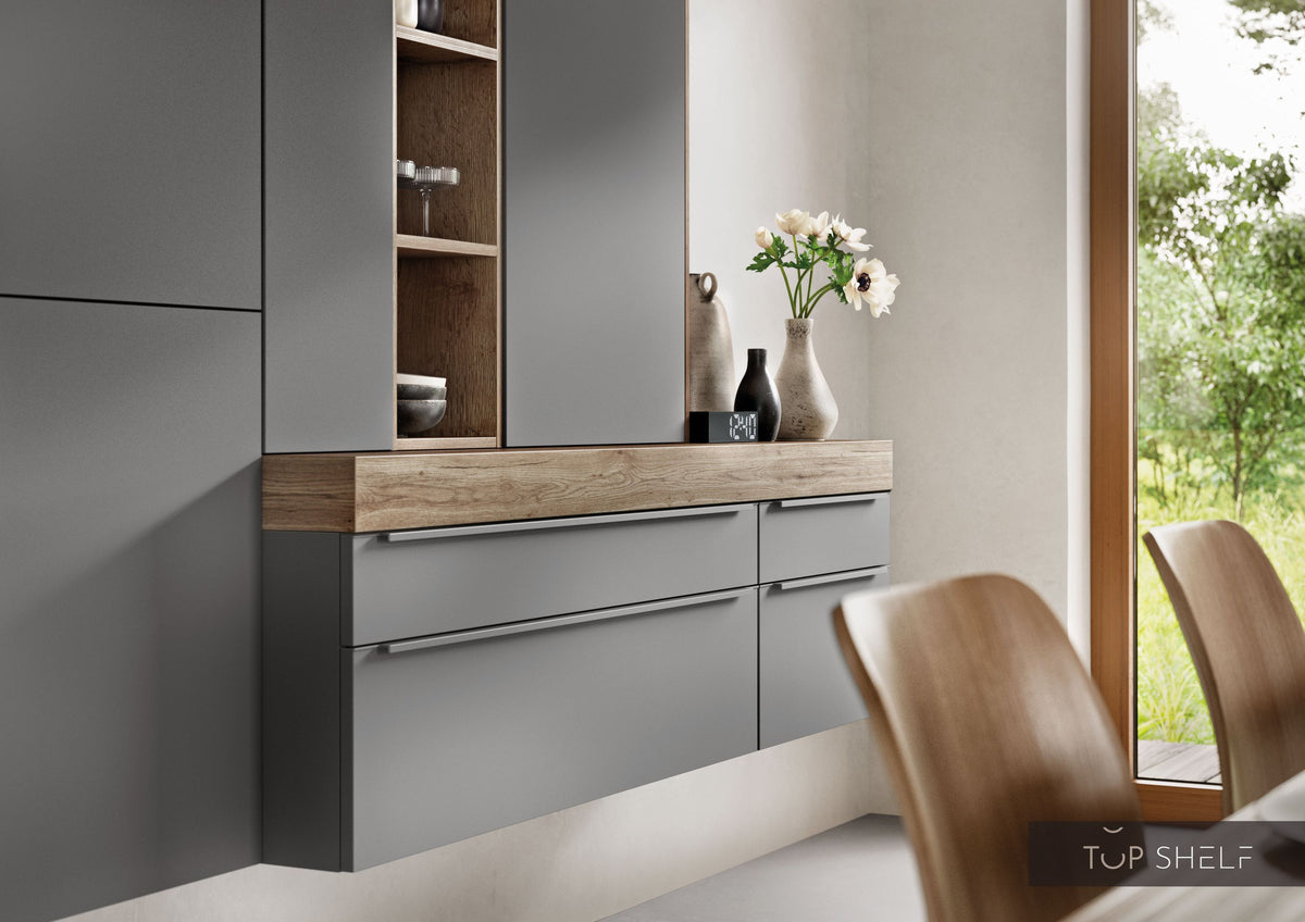 nobilia Esszimmer Speisezimmer Komplett Set 300 cm Touch 334 Schiefergrau supermatt