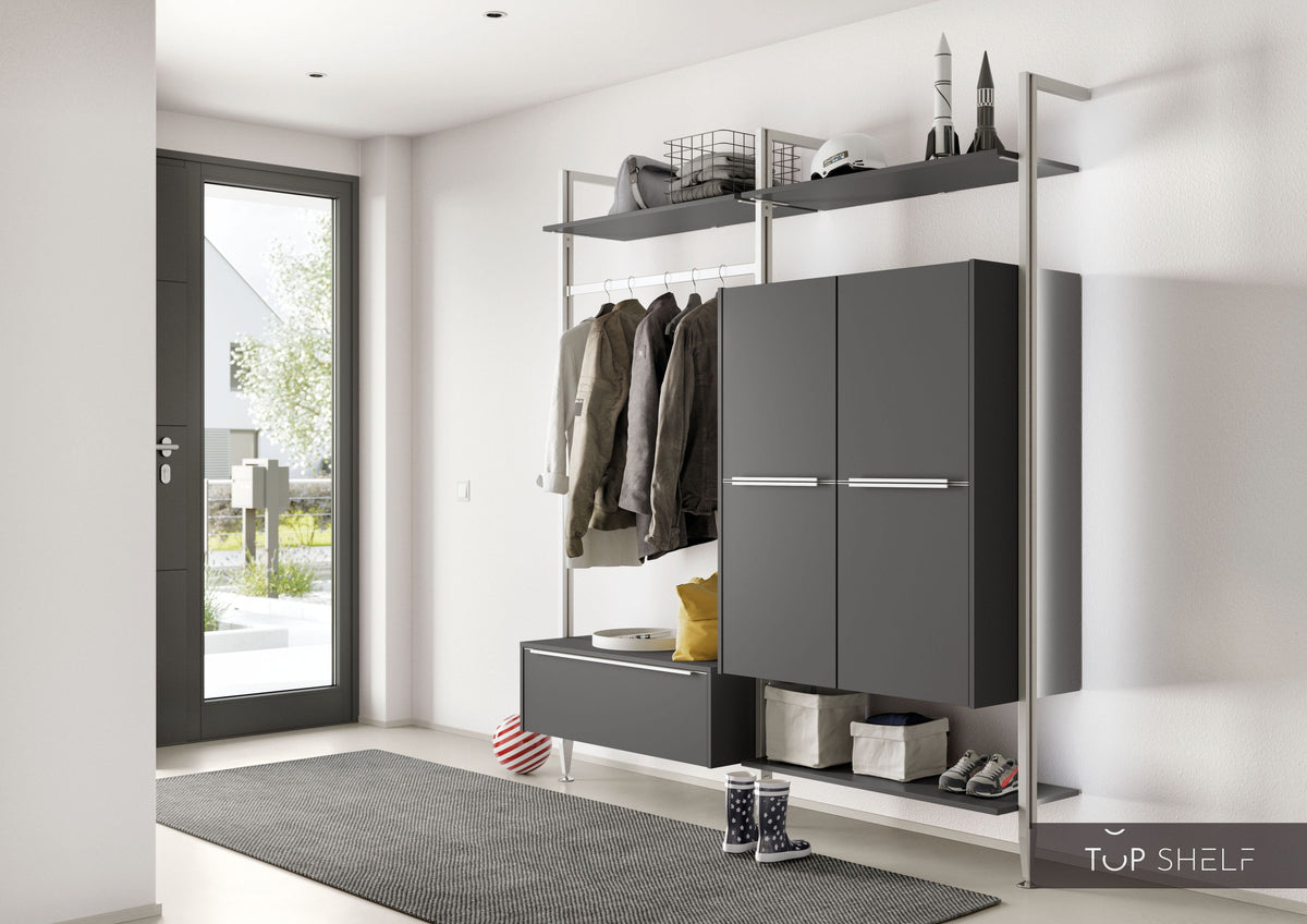 nobilia Garderobe Set Flurgarderobe 139 cm Touch 334 Schiefergrau supermatt