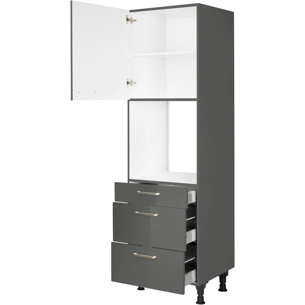 nobilia Geräte Umbau Backofen GOS2A 1 60 cm Schiefergrau Dunkel Anthrazit Hoch glanz 453 Flash 648