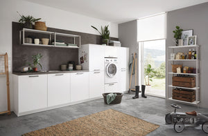 nobilia Hauswirtschaftsraum Laser 427 Alpinweiss 360 cm konfigurierbar