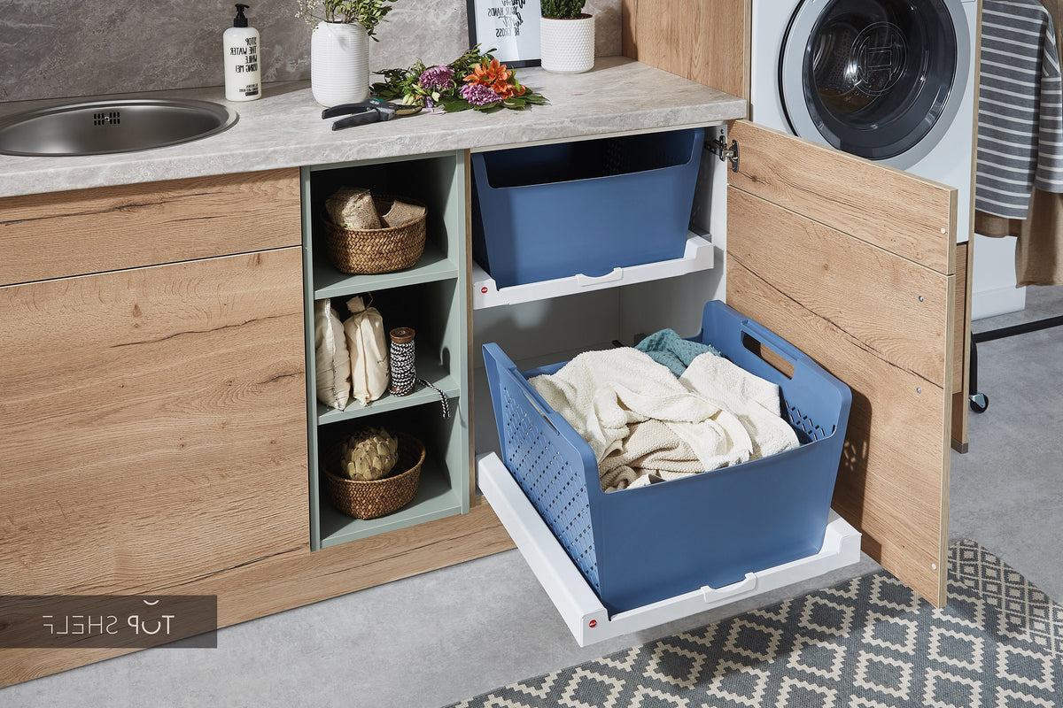 nobilia Hauswirtschaftsraum Structura 405 Eiche Sierra Nachbildung 270 + 240 cm Wäschekorb spiegelverkehrt