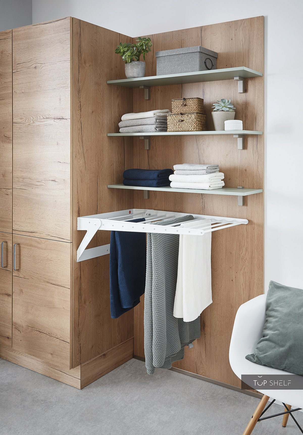 nobilia Hauswirtschaftsraum Structura 405 Eiche Sierra Nachbildung 270 + 240 cm Wäscheständer