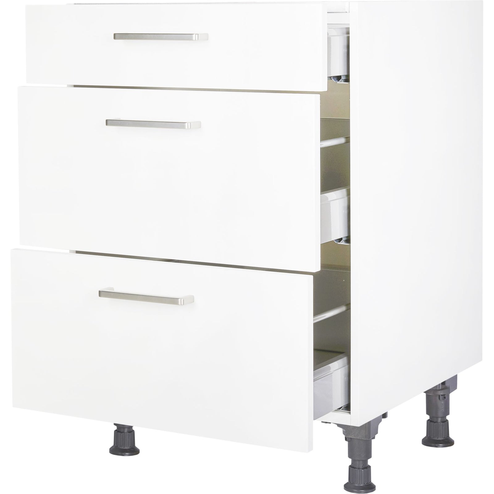 nobilia Kochstellenschrank KS2A 60, 1 Schublade, Distanzboden für Kochfeld, 2 Auszüge, alpinweiß matt