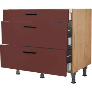 nobilia Kochstellenschrank KS2A90 90 cm Dunkel Rot Rostrot Ultra Matt 963 Easytouch 945