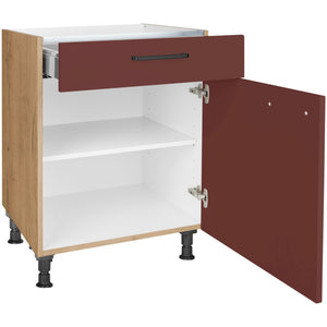 nobilia Kochstellenschrank KS60 60 cm Dunkel Rot Rostrot Ultra Matt 963 Easytouch 945