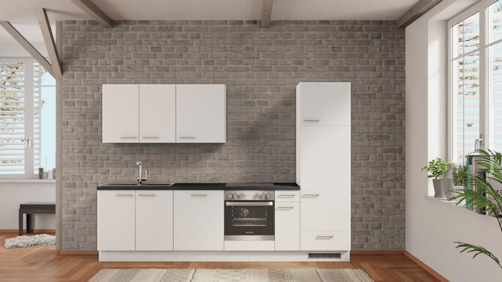 nobilia Komplettküche Bielefeld 300 cm online kaufen Beton Schiefergrau mit Elektrogeräten