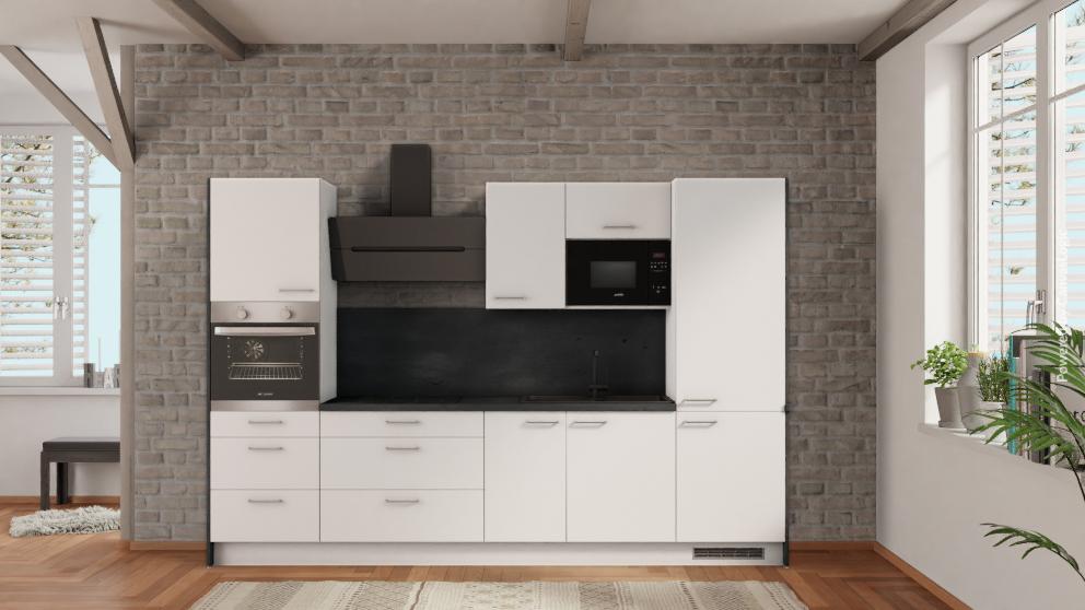 nobilia Cocina completa Goch 315 cm Blanco mate Hormigón Gris pizarra __