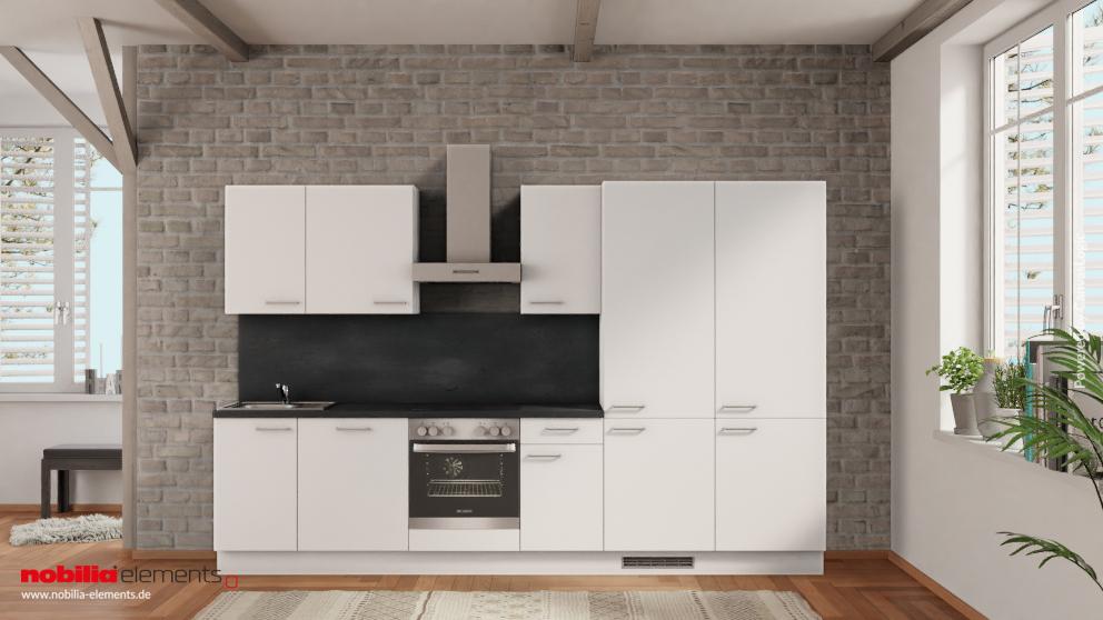 nobilia Cocina completa Warendorf 330 cm blanco alpino mate hormigón gris pizarra --