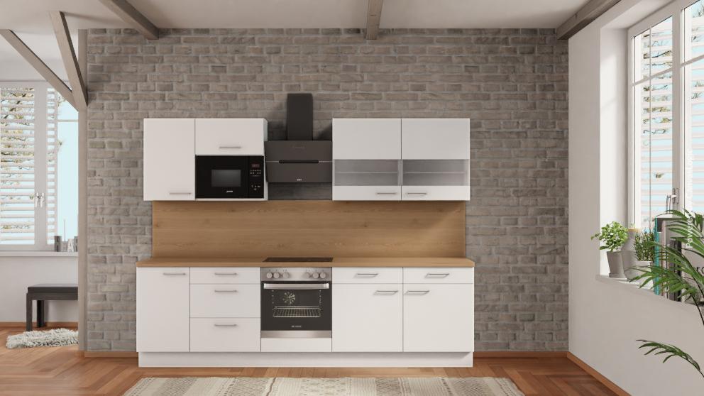 nobilia Cuisine Aschaffenburg 285 cm Blanc mat Cuisine Pas cher Chêne Sierra