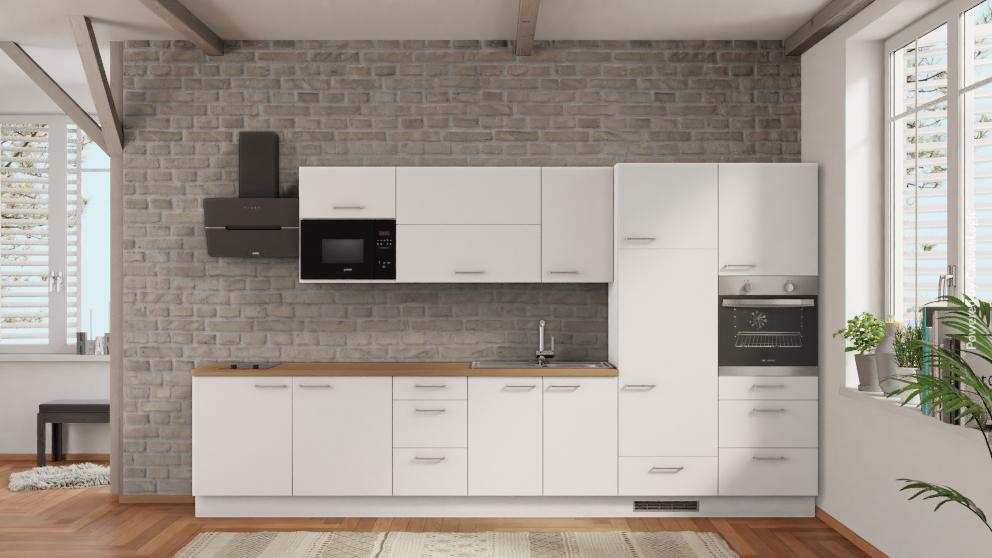 nobilia kitchen Landau in der Pfalz 375 cm Alpine white matte Sierra oak fitted kitchen -