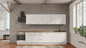 nobilia Küche Schwäbisch Gmünd 345 cm Alpinweiß matt Eiche Provence mit Geräten