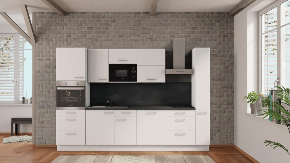 nobilia Küchenzeile Fürth 315 cm Weiß angebot Beton Schiefergrau komplette Küche