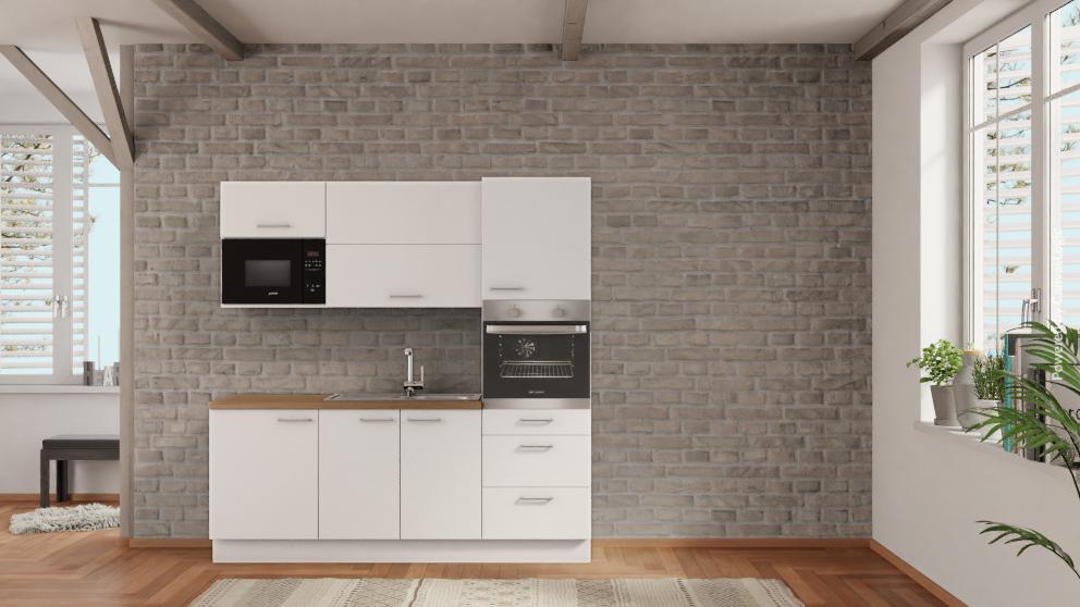 nobilia kitchen unit Oberursel (Taunus) 210 cm alpine white matte oak Sierra kitchen units cheap