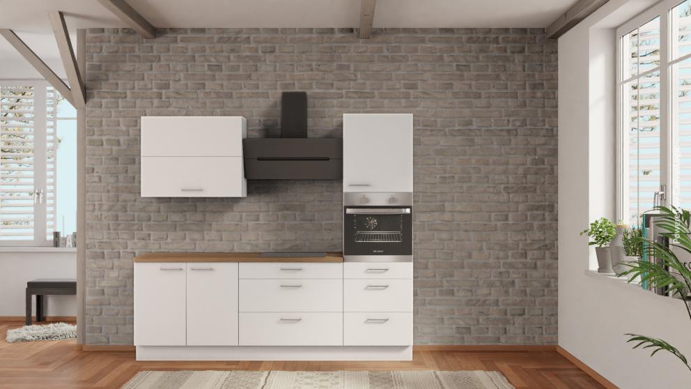 nobilia Küchenzeile Schwerte an der Ruhr 240 cm Weiß Eiche Provence Einbauküche mit Elektrogeräten